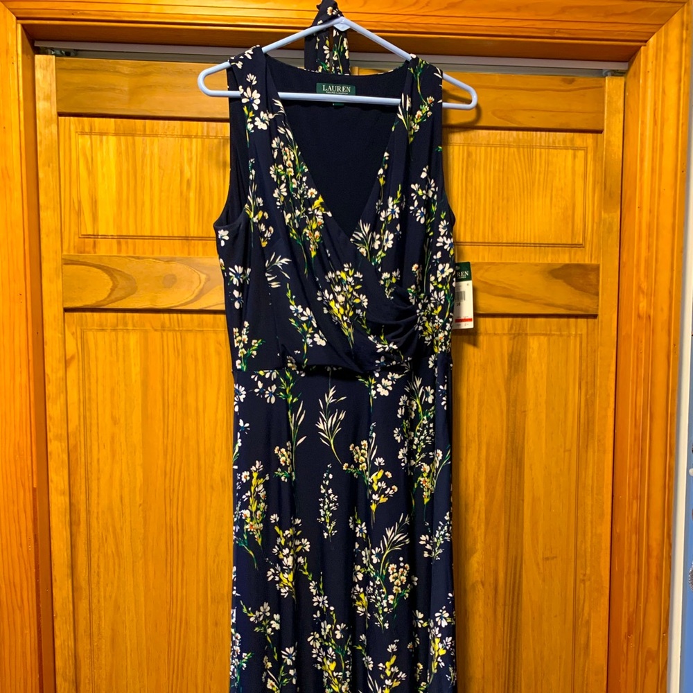 Ralph Lauren Navy Floral Dress, calf length
